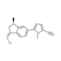 C[C@@H]1C/C(=N/O)c2ccc(-c3ccc(C#N)n3C)cc21 ZINC000045253741