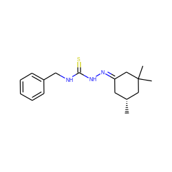 C[C@@H]1C/C(=N\NC(=S)NCc2ccccc2)CC(C)(C)C1 ZINC000004979244