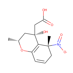 C[C@@H]1C[C@@](O)(CC(=O)O)C2=C(C=CC[C@@]2(C)[N+](=O)[O-])O1 ZINC000026279938