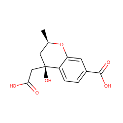 C[C@@H]1C[C@@](O)(CC(=O)O)c2ccc(C(=O)O)cc2O1 ZINC000013456181