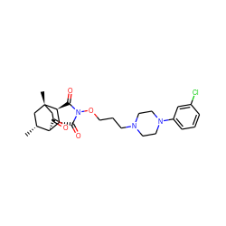 C[C@@H]1C[C@@]2(C)CC(=O)[C@H]1[C@H]1C(=O)N(OCCCN3CCN(c4cccc(Cl)c4)CC3)C(=O)[C@@H]12 ZINC000253668152