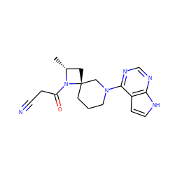 C[C@@H]1C[C@@]2(CCCN(c3ncnc4[nH]ccc34)C2)N1C(=O)CC#N ZINC000169698956