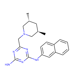 C[C@@H]1C[C@@H](C)CN(Cc2nc(N)nc(Nc3ccc4ccccc4c3)n2)C1 ZINC000001459341