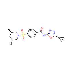 C[C@@H]1C[C@@H](C)CN(S(=O)(=O)c2ccc(C(=O)Nc3nnc(C4CC4)o3)cc2)C1 ZINC000002456972