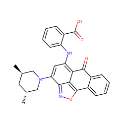 C[C@@H]1C[C@@H](C)CN(c2cc(Nc3ccccc3C(=O)O)c3c4c(onc24)-c2ccccc2C3=O)C1 ZINC000003742021