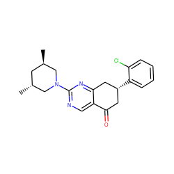 C[C@@H]1C[C@@H](C)CN(c2ncc3c(n2)C[C@H](c2ccccc2Cl)CC3=O)C1 ZINC000004301338