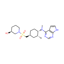 C[C@@H]1C[C@@H](CS(=O)(=O)N2CCC[C@H](O)C2)CC[C@@H]1N(C)c1ncnc2[nH]ccc12 ZINC000116508306