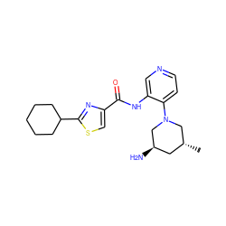 C[C@@H]1C[C@@H](N)CN(c2ccncc2NC(=O)c2csc(C3CCCCC3)n2)C1 ZINC000169706502