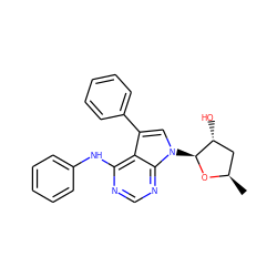 C[C@@H]1C[C@@H](O)[C@H](n2cc(-c3ccccc3)c3c(Nc4ccccc4)ncnc32)O1 ZINC000013809519