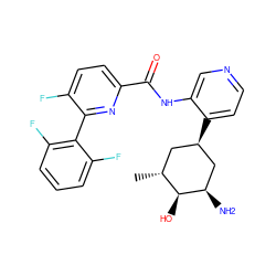 C[C@@H]1C[C@@H](c2ccncc2NC(=O)c2ccc(F)c(-c3c(F)cccc3F)n2)C[C@@H](N)[C@H]1O ZINC000140191486