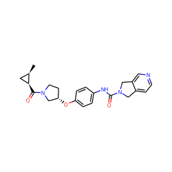 C[C@@H]1C[C@@H]1C(=O)N1CC[C@H](Oc2ccc(NC(=O)N3Cc4ccncc4C3)cc2)C1 ZINC000165503689