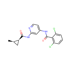 C[C@@H]1C[C@@H]1C(=O)Nc1cc(NC(=O)c2c(Cl)cccc2Cl)ccn1 ZINC000096928701