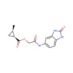 C[C@@H]1C[C@@H]1C(=O)OCC(=O)Nc1ccc2[nH]c(=O)[nH]c2c1 ZINC000013865618