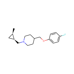 C[C@@H]1C[C@@H]1CN1CCC(COc2ccc(F)cc2)CC1 ZINC000013730078