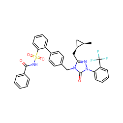 C[C@@H]1C[C@@H]1Cc1nn(-c2ccccc2C(F)(F)F)c(=O)n1Cc1ccc(-c2ccccc2S(=O)(=O)NC(=O)c2ccccc2)cc1 ZINC000026716088