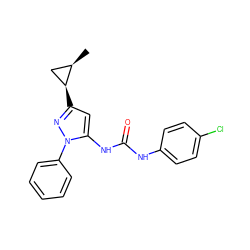 C[C@@H]1C[C@@H]1c1cc(NC(=O)Nc2ccc(Cl)cc2)n(-c2ccccc2)n1 ZINC000204750808