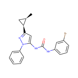 C[C@@H]1C[C@@H]1c1cc(NC(=O)Nc2cccc(Br)c2)n(-c2ccccc2)n1 ZINC000204748756