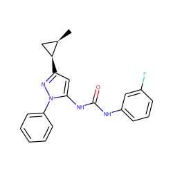 C[C@@H]1C[C@@H]1c1cc(NC(=O)Nc2cccc(F)c2)n(-c2ccccc2)n1 ZINC000204748847