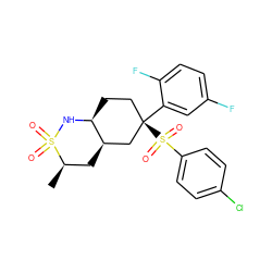 C[C@@H]1C[C@@H]2C[C@](c3cc(F)ccc3F)(S(=O)(=O)c3ccc(Cl)cc3)CC[C@@H]2NS1(=O)=O ZINC000036175600