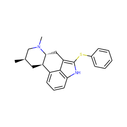 C[C@@H]1C[C@@H]2c3cccc4[nH]c(Sc5ccccc5)c(c34)C[C@H]2N(C)C1 ZINC000013826376