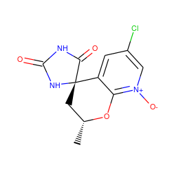 C[C@@H]1C[C@]2(NC(=O)NC2=O)c2cc(Cl)c[n+]([O-])c2O1 ZINC000029553003