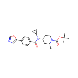 C[C@@H]1C[C@H](N(C(=O)c2ccc(-c3cnco3)cc2)C2CC2)CCN1C(=O)OC(C)(C)C ZINC000223657623