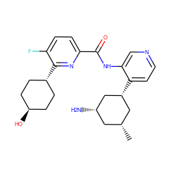 C[C@@H]1C[C@H](N)C[C@H](c2ccncc2NC(=O)c2ccc(F)c([C@H]3CC[C@H](O)CC3)n2)C1 ZINC000167803380