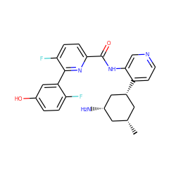 C[C@@H]1C[C@H](N)C[C@H](c2ccncc2NC(=O)c2ccc(F)c(-c3cc(O)ccc3F)n2)C1 ZINC000168227795