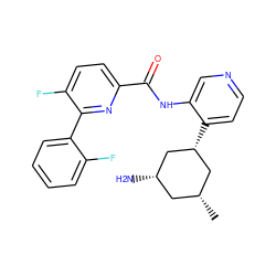 C[C@@H]1C[C@H](N)C[C@H](c2ccncc2NC(=O)c2ccc(F)c(-c3ccccc3F)n2)C1 ZINC000140303160