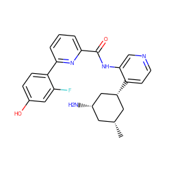 C[C@@H]1C[C@H](N)C[C@H](c2ccncc2NC(=O)c2cccc(-c3ccc(O)cc3F)n2)C1 ZINC000139767459