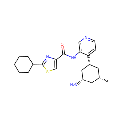 C[C@@H]1C[C@H](N)C[C@H](c2ccncc2NC(=O)c2csc(C3CCCCC3)n2)C1 ZINC000169706518