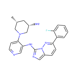 C[C@@H]1C[C@H](N)CN(c2ccncc2Nc2ncc3ccc(-c4ccccc4F)nn23)C1 ZINC000142901243