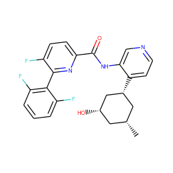 C[C@@H]1C[C@H](O)C[C@H](c2ccncc2NC(=O)c2ccc(F)c(-c3c(F)cccc3F)n2)C1 ZINC000140218100