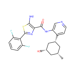 C[C@@H]1C[C@H](O)C[C@H](c2ccncc2NC(=O)c2nc(-c3c(F)cccc3F)sc2N)C1 ZINC000141478384