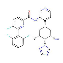 C[C@@H]1C[C@H](c2ccncc2NC(=O)c2ccc(F)c(-c3c(F)cccc3F)n2)C[C@H](N)[C@@H]1n1cncn1 ZINC000207302971