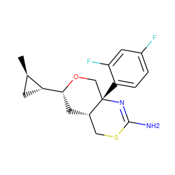 C[C@@H]1C[C@H]1[C@H]1C[C@H]2CSC(N)=N[C@@]2(c2ccc(F)cc2F)CO1 ZINC000221411149