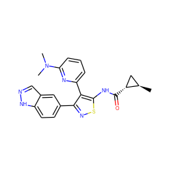 C[C@@H]1C[C@H]1C(=O)Nc1snc(-c2ccc3[nH]ncc3c2)c1-c1cccc(N(C)C)n1 ZINC000095592893