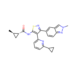 C[C@@H]1C[C@H]1C(=O)Nc1snc(-c2ccc3nn(C)cc3c2)c1-c1cccc(C2CC2)n1 ZINC000095591591