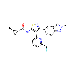 C[C@@H]1C[C@H]1C(=O)Nc1snc(-c2ccc3nn(C)cc3c2)c1-c1cccc(CF)n1 ZINC000095589466