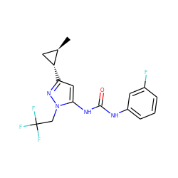 C[C@@H]1C[C@H]1c1cc(NC(=O)Nc2cccc(F)c2)n(CC(F)(F)F)n1 ZINC000299824560