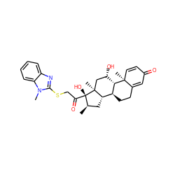 C[C@@H]1C[C@H]2[C@@H]3CCC4=CC(=O)C=C[C@]4(C)[C@H]3[C@@H](O)C[C@]2(C)[C@@]1(O)C(=O)CSc1nc2ccccc2n1C ZINC000073224842