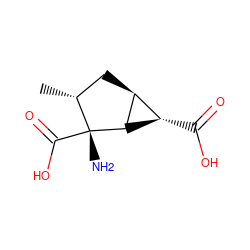 C[C@@H]1C[C@H]2[C@H](C(=O)O)[C@H]2[C@]1(N)C(=O)O ZINC000013644416