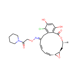 C[C@@H]1C[C@H]2O[C@@H]2/C=C\C=C\C(=N/OCC(=O)N2CCCCC2)Cc2c(Cl)c(O)cc(O)c2C(=O)O1 ZINC000013521640