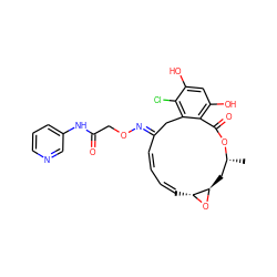 C[C@@H]1C[C@H]2O[C@@H]2/C=C\C=C\C(=N/OCC(=O)Nc2cccnc2)Cc2c(Cl)c(O)cc(O)c2C(=O)O1 ZINC000013521677