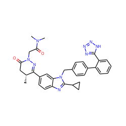 C[C@@H]1CC(=O)N(CC(=O)N(C)C)N=C1c1ccc2nc(C3CC3)n(Cc3ccc(-c4ccccc4-c4nnn[nH]4)cc3)c2c1 ZINC000028757124