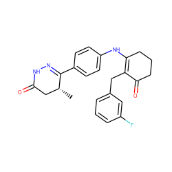 C[C@@H]1CC(=O)NN=C1c1ccc(NC2=C(Cc3cccc(F)c3)C(=O)CCC2)cc1 ZINC000013587293