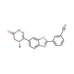 C[C@@H]1CC(=O)NN=C1c1ccc2nc(-c3cccc(C#N)c3)oc2c1 ZINC000168470889