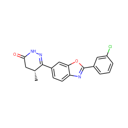 C[C@@H]1CC(=O)NN=C1c1ccc2nc(-c3cccc(Cl)c3)oc2c1 ZINC000169161600