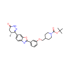 C[C@@H]1CC(=O)NN=C1c1ccc2nc(-c3cccc(OCC4CCN(C(=O)OC(C)(C)C)CC4)c3)oc2c1 ZINC000168858247