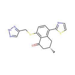 C[C@@H]1CC(=O)c2c(SCc3cn[nH]n3)ccc(-c3nccs3)c2C1 ZINC000026726500